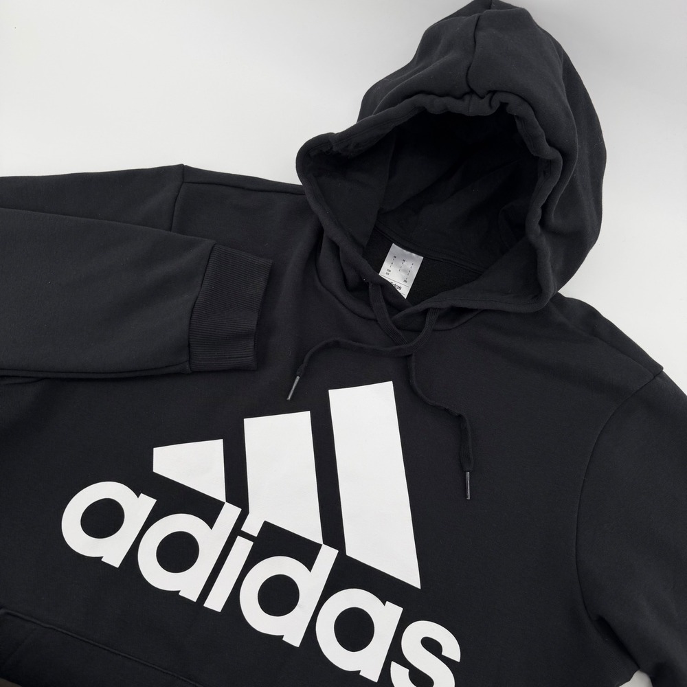 adidas Pullover‎ Hoodie Mens Large Black Badge of Sport Logo Fleece